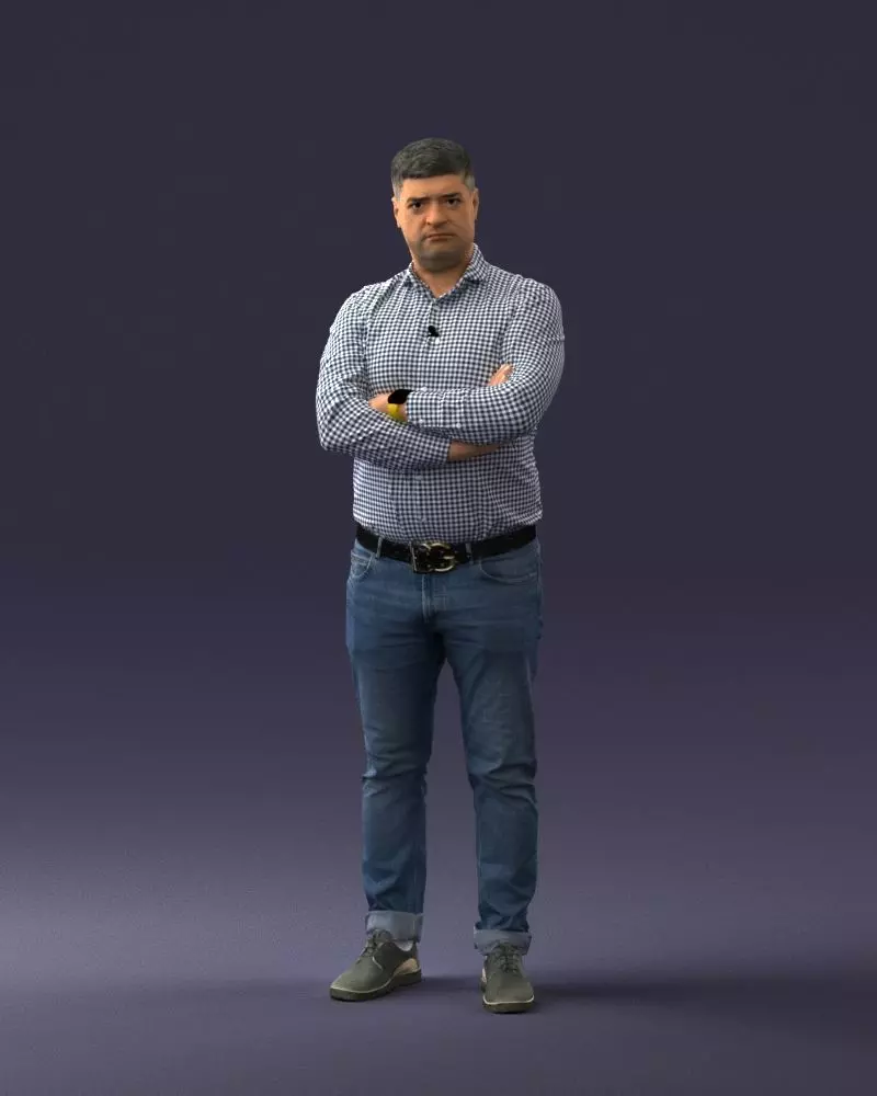 000276 Male Model in Casual Outfit Arms Crossed Pose 0701 3dp 3D print model_0