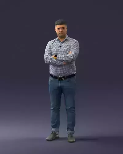 000276 Male Model in Casual Outfit Arms Crossed Pose 0701 3dp