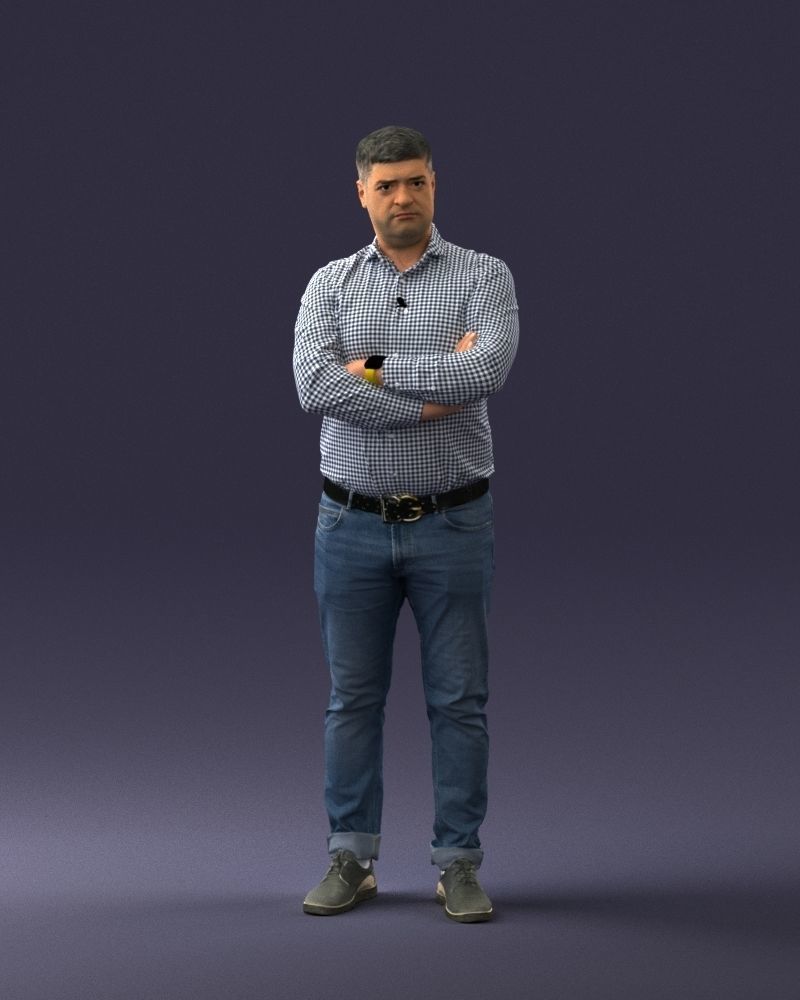 000276 Male Model in Casual Outfit Arms Crossed Pose 0701 3dp 3D print model_4