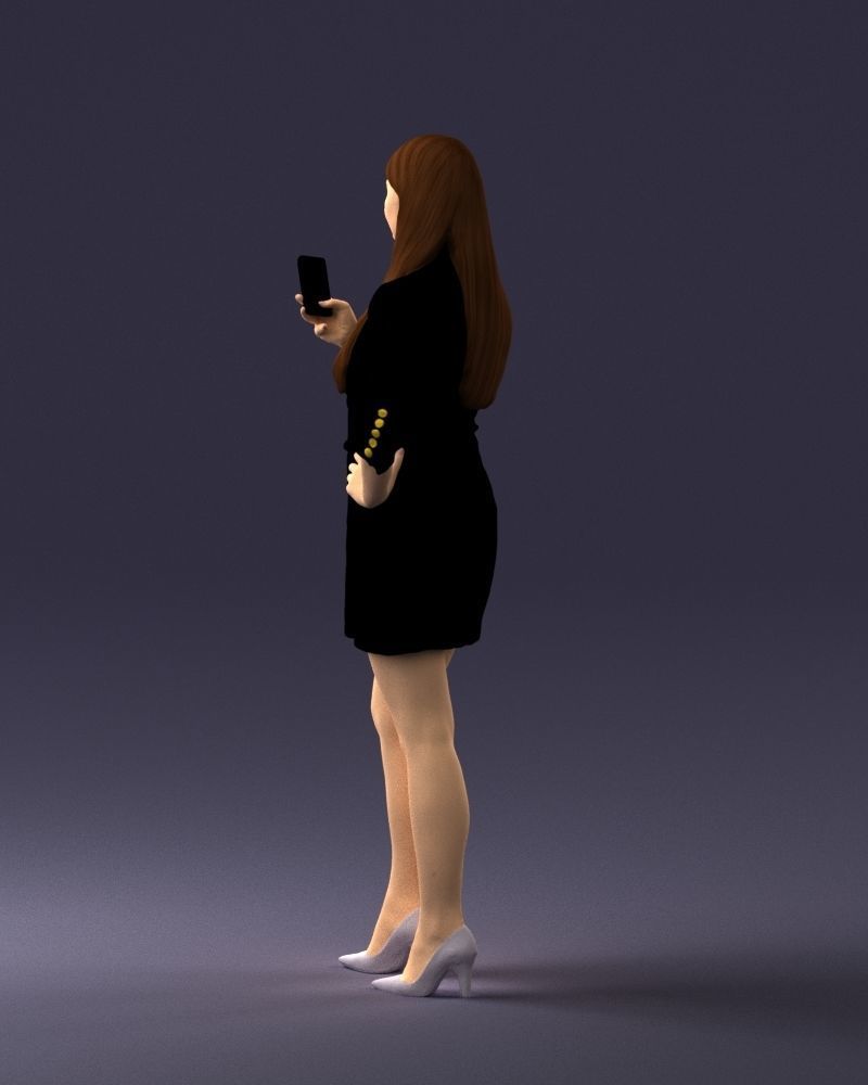 000277 Realistic Female Model in Business Dress with Phone 0708 3D model_22