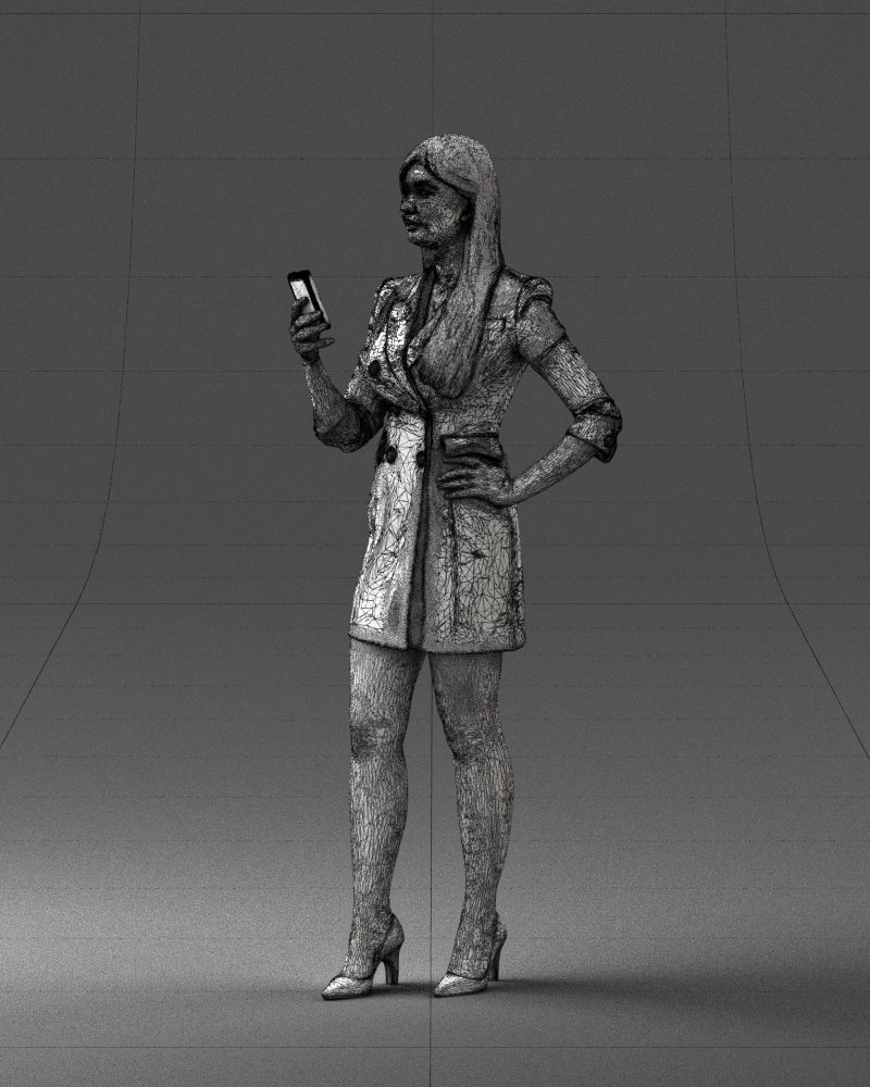 000277 Realistic Female Model in Business Dress with Phone 0708 3D model_30