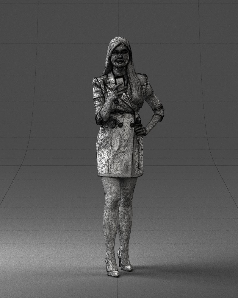 000277 Realistic Female Model in Business Dress with Phone 0708 3D model_39