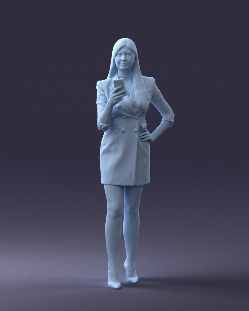 000277 Realistic Female Model in Business Dress with Phone 0708 3D model_35