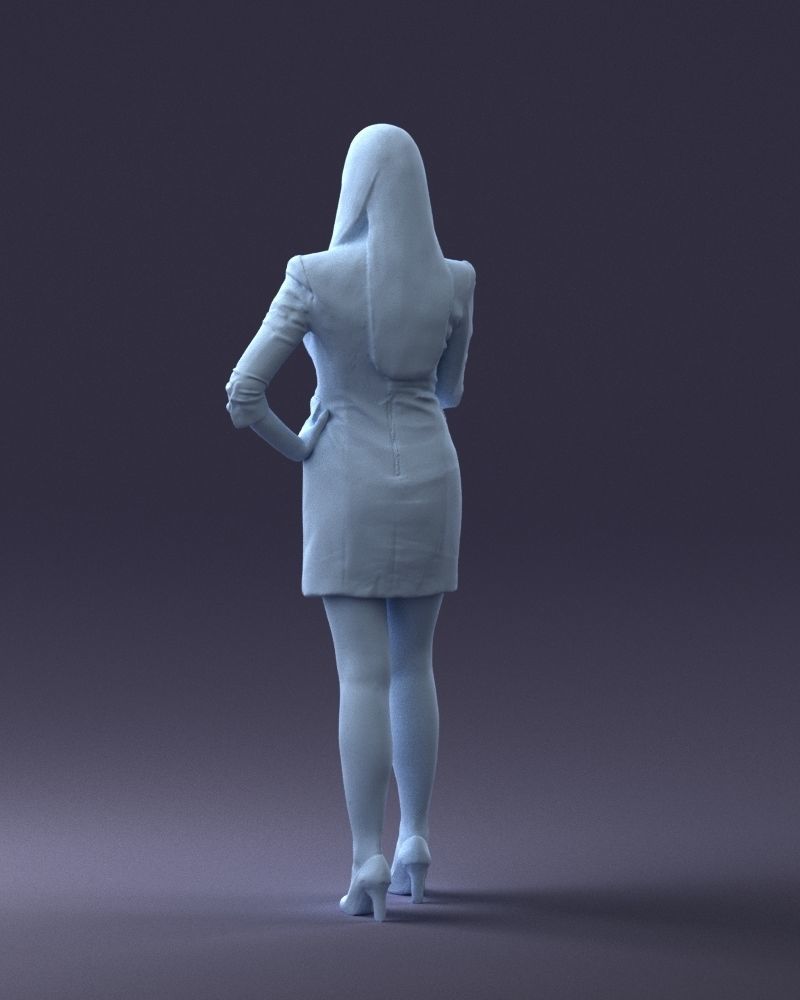 000277 Realistic Female Model in Business Dress with Phone 0708 3D model_20