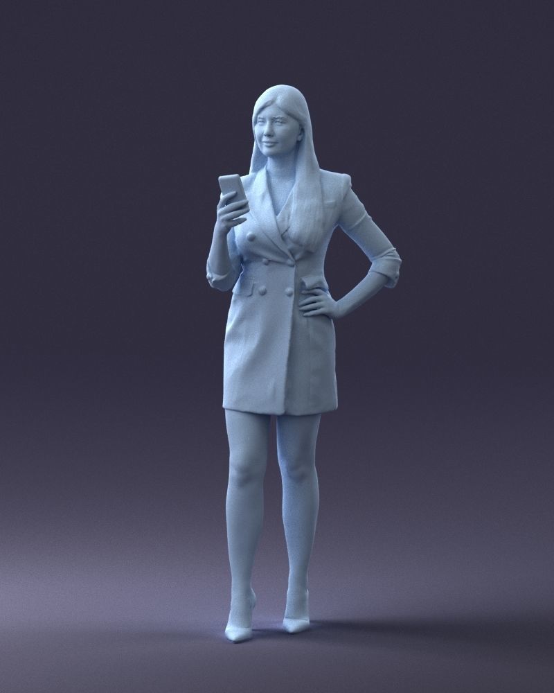 000277 Realistic Female Model in Business Dress with Phone 0708 3D model_32