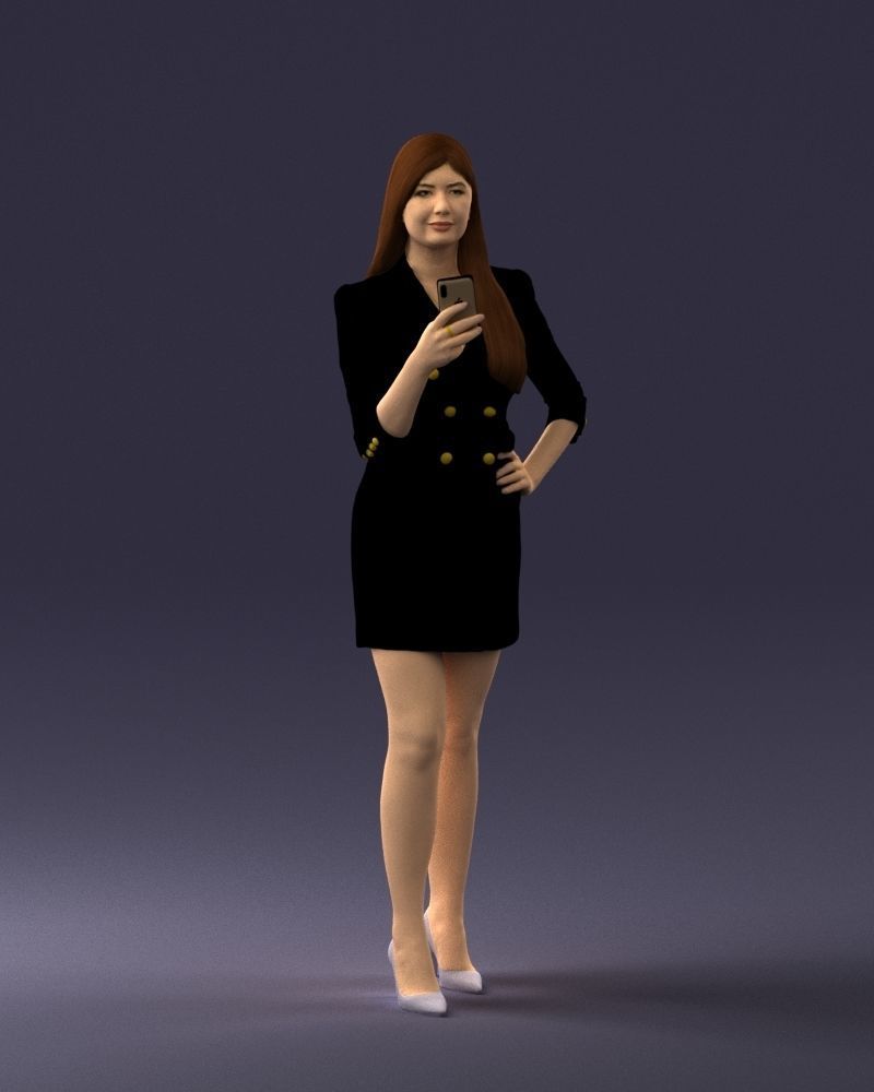 000277 Female Model in Business Dress with Phone 0708 3dp 3D print model_4