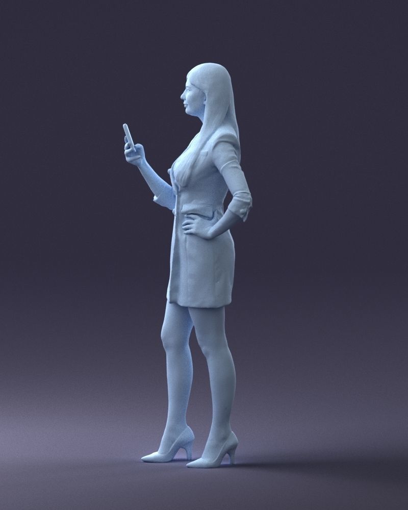 000277 Female Model in Business Dress with Phone 0708 3dp 3D print model_26