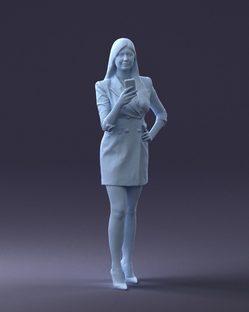 000277 Female Model in Business Dress with Phone 0708 3dp 3D print model_5