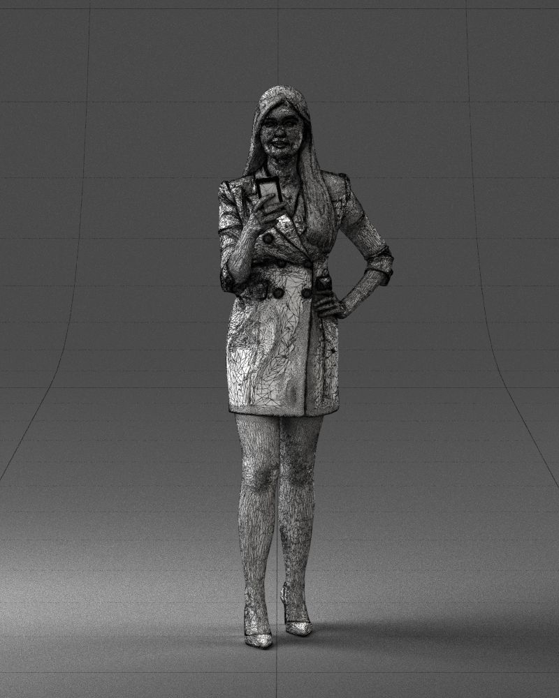 000277 Female Model in Business Dress with Phone 0708 3dp 3D print model_36