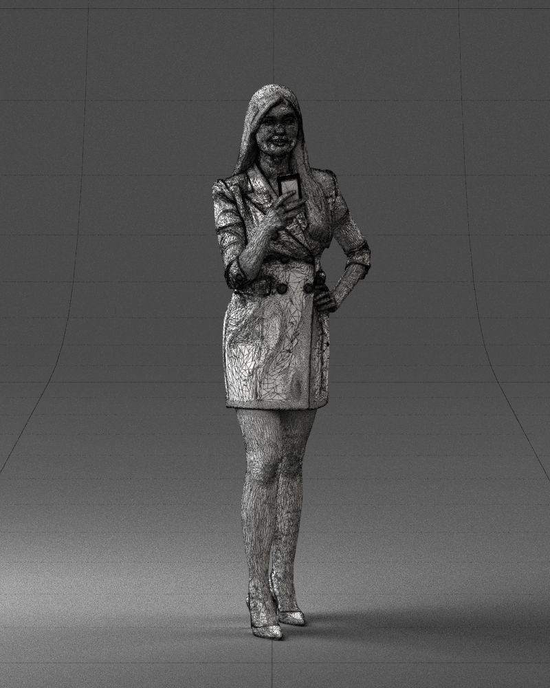 000277 Female Model in Business Dress with Phone 0708 3dp 3D print model_6