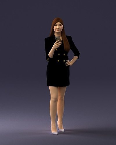 Girl with phone 0708 3D Print Ready 3D print model