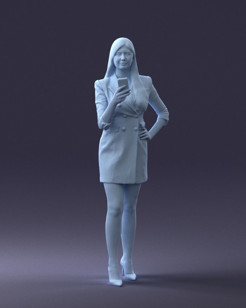 000277 Female Model in Business Dress with Phone 0708 3dp 3D print model_38