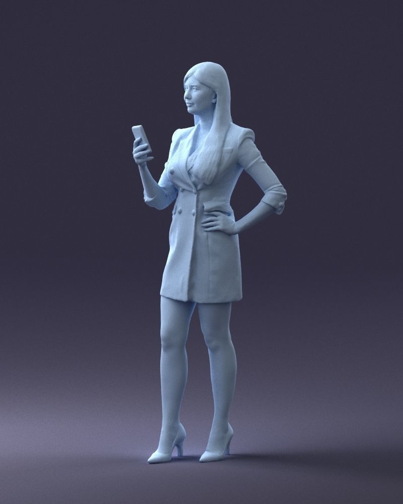 000277 Female Model in Business Dress with Phone 0708 3dp 3D print model_29