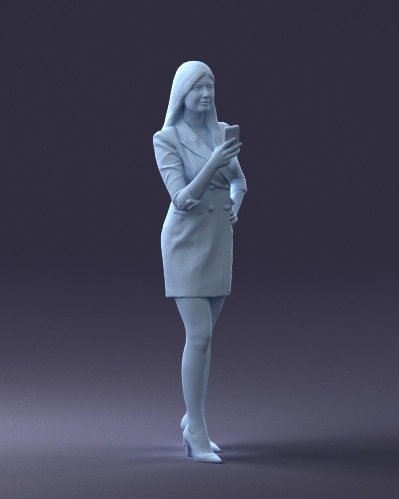 000277 Female Model in Business Dress with Phone 0708 3dp 3D print model_8