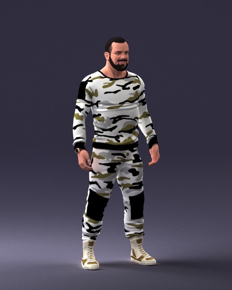 000230 Man in Camouflage Clothing 1203 3dp 3D print model_5