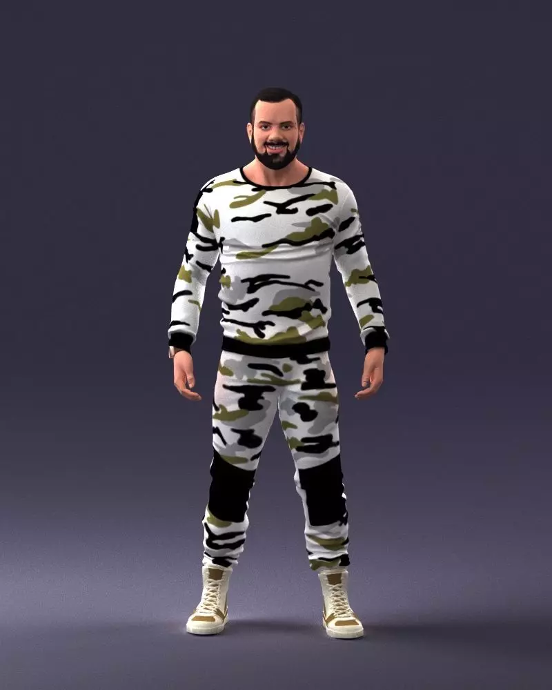 000230 Man in Camouflage Clothing 1203 3dp 3D print model_0