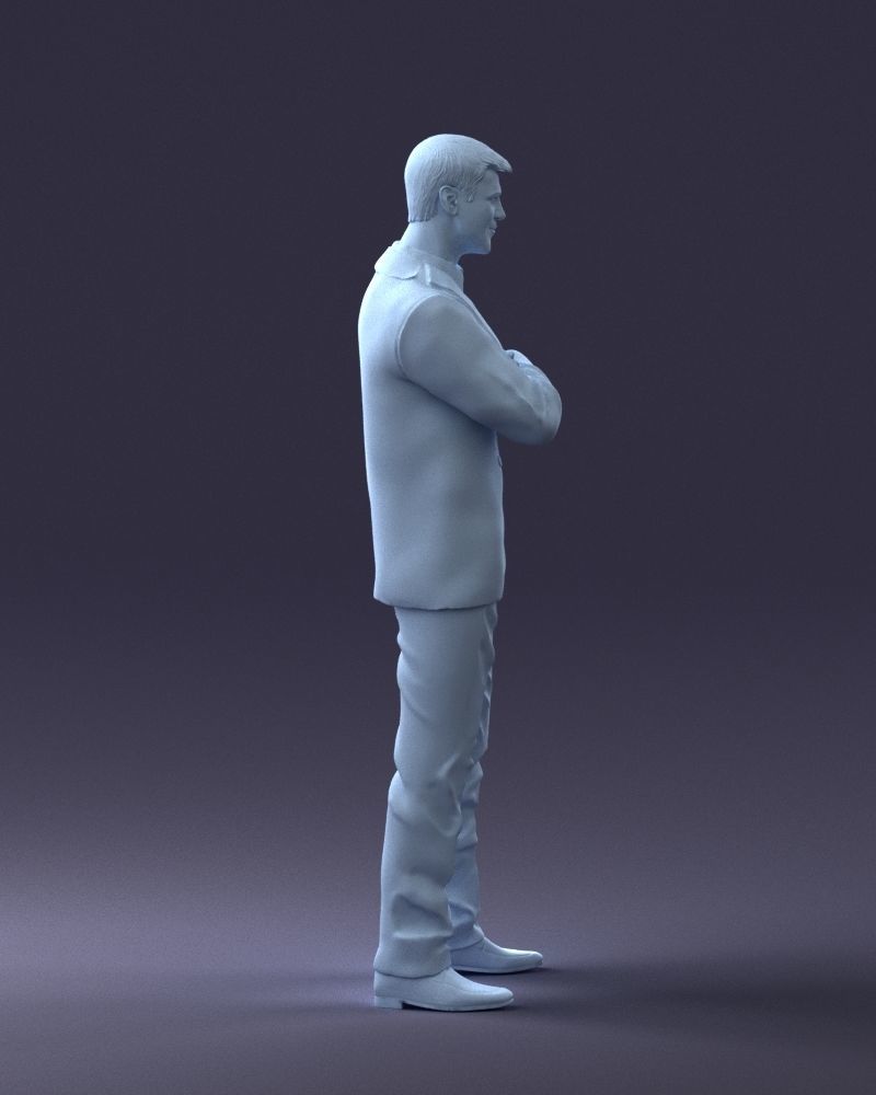 000234 Man in Blue Suit Crossed Arms Pose 1217 3D model_13