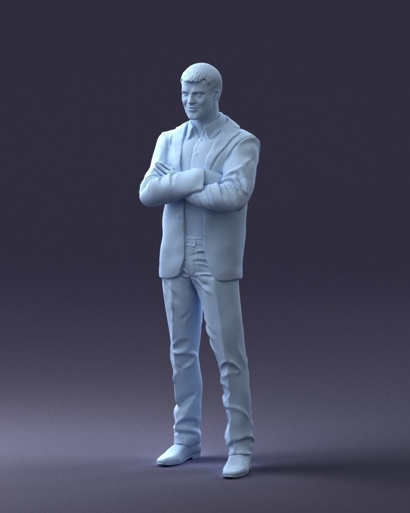 000234 Man in Blue Suit Crossed Arms Pose 1217 3D model_31