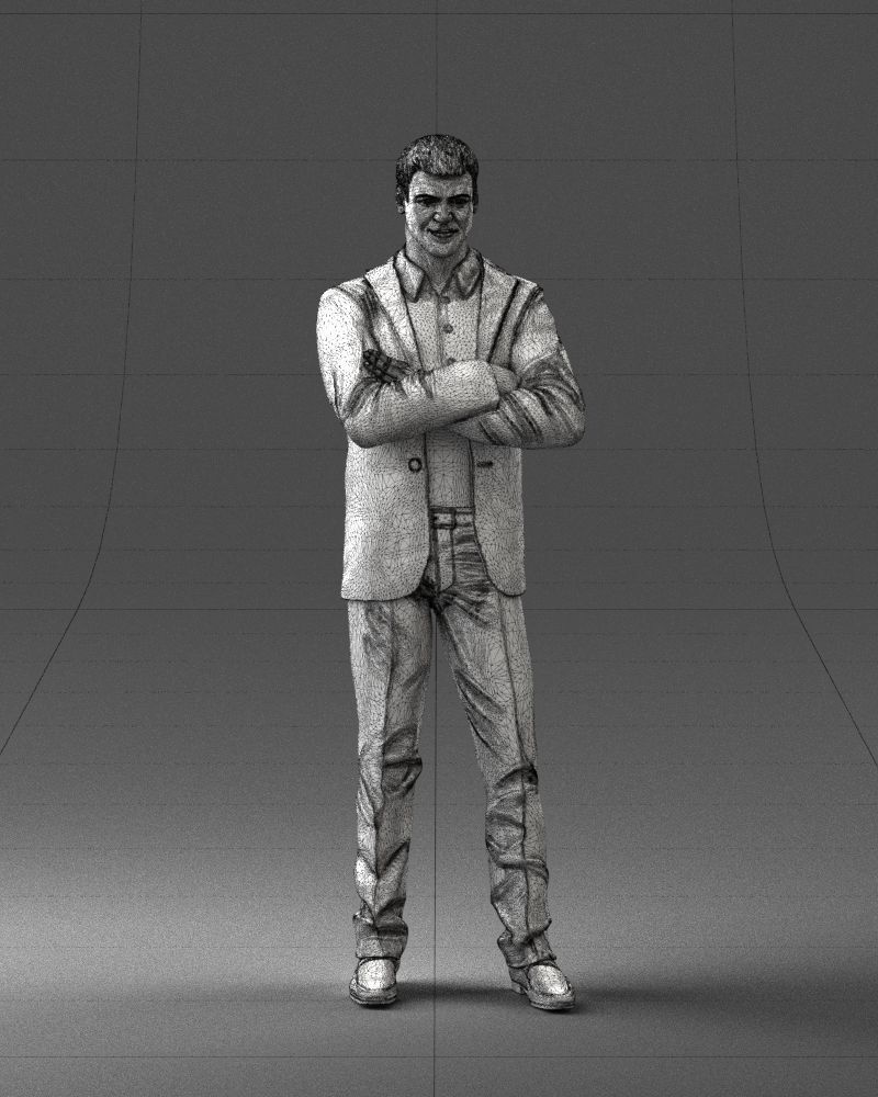 000234 Man in Blue Suit Crossed Arms Pose 1217 3D model_5