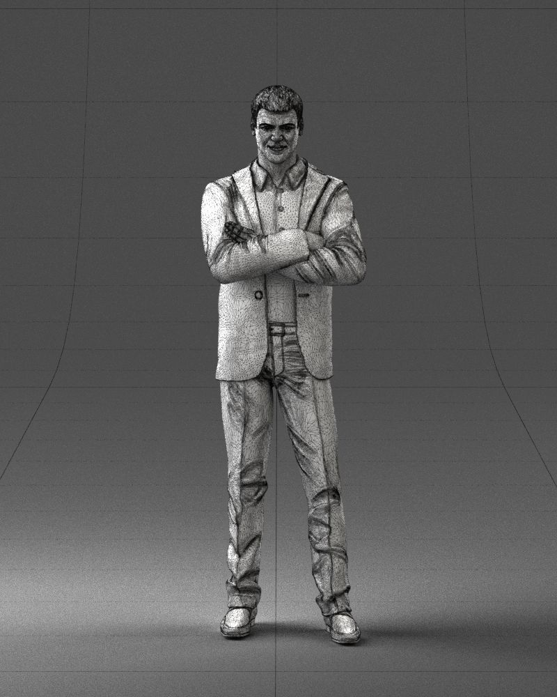 000234 Man in Blue Suit Crossed Arms Pose 1217 3D model_2