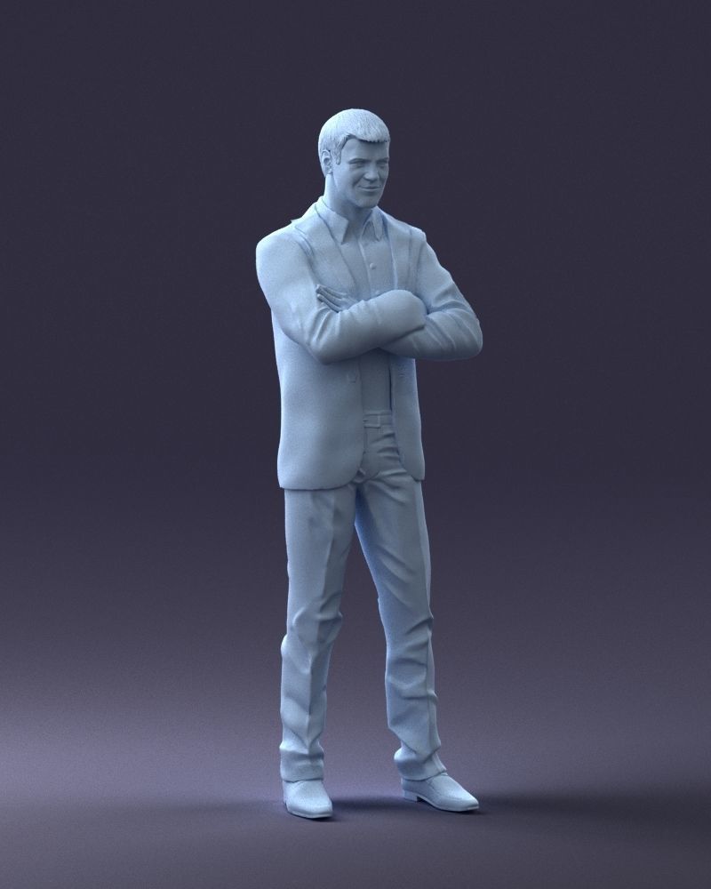 000234 Man in Blue Suit Crossed Arms Pose 1217 3D model_7