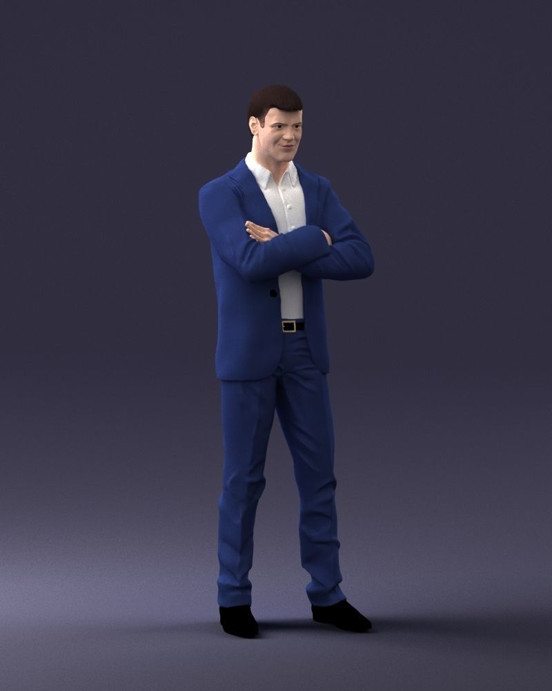 000234 Man in Blue Suit Crossed Arms Pose 1217 3D model_6