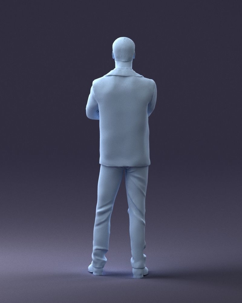 000234 Man in Blue Suit Crossed Arms Pose 1217 3D model_19