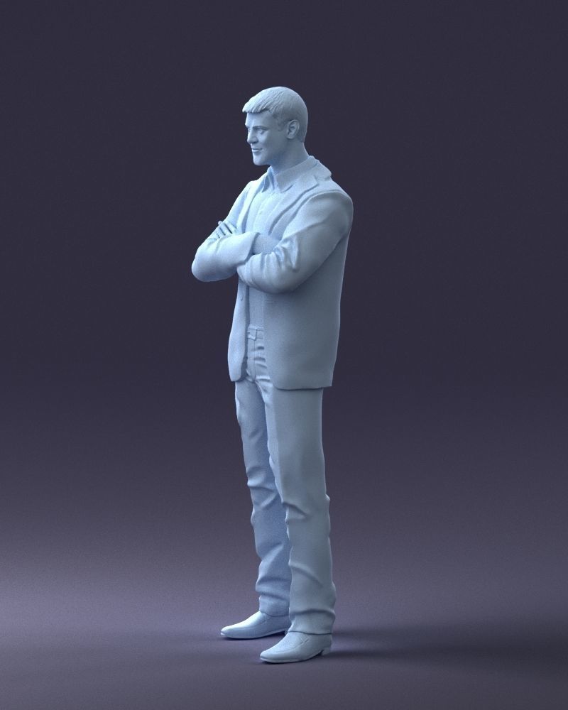 000234 Man in Blue Suit Crossed Arms Pose 1217 3D model_28
