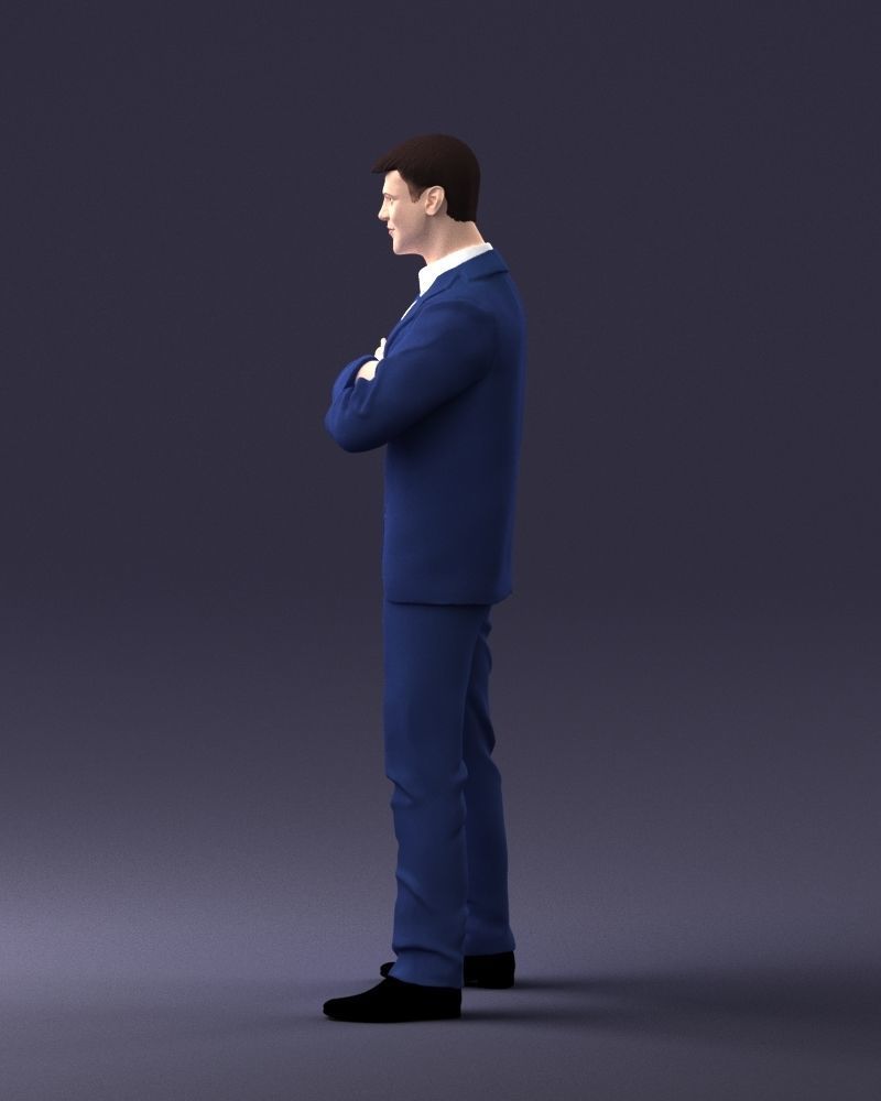 000234 Man in Blue Suit Crossed Arms Pose 1217 3D model_24