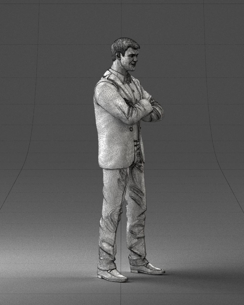 000234 Man in Blue Suit Crossed Arms Pose 1217 3D model_11
