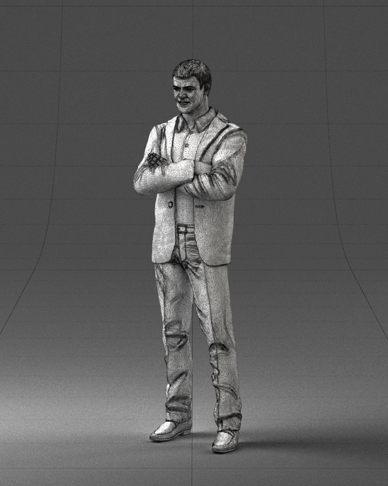 000234 Man in Blue Suit Crossed Arms Pose 1217 3D model_32