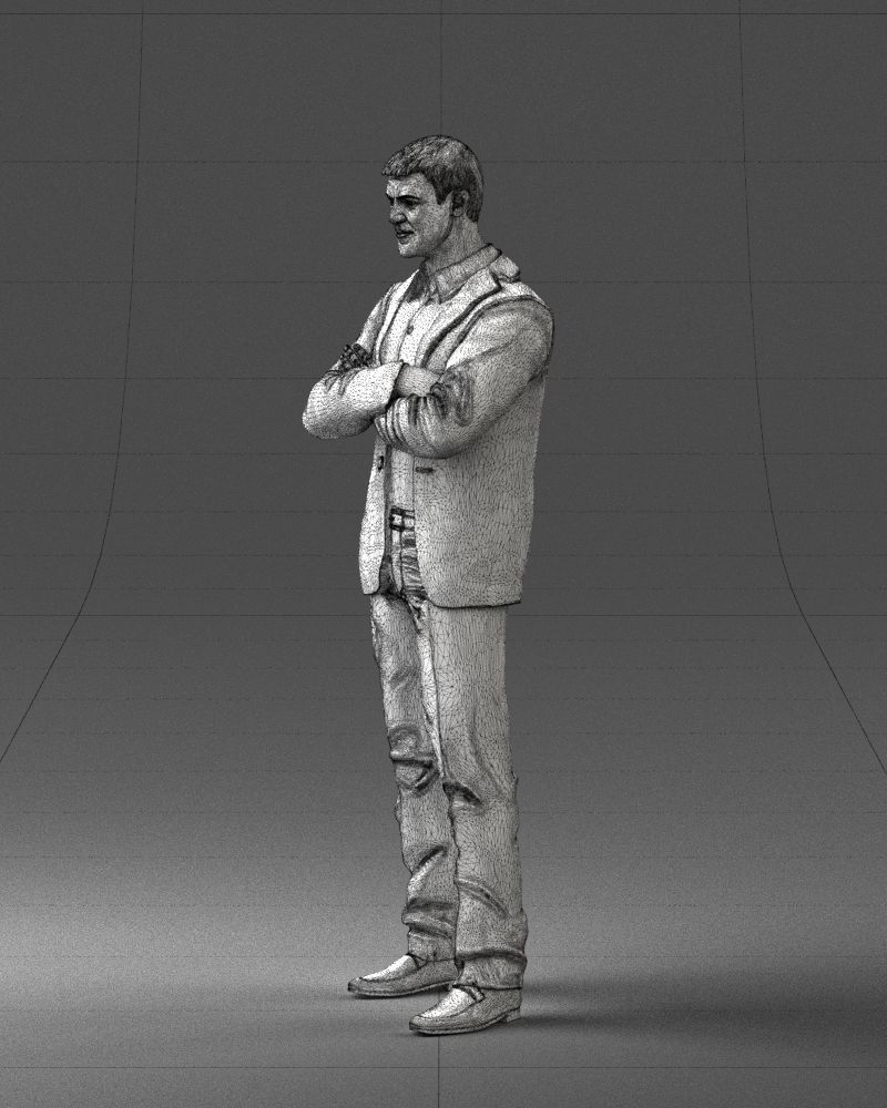 000234 Man in Blue Suit Crossed Arms Pose 1217 3D model_29