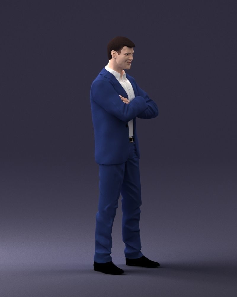 000234 Man in Blue Suit Crossed Arms Pose 1217 3D model_9