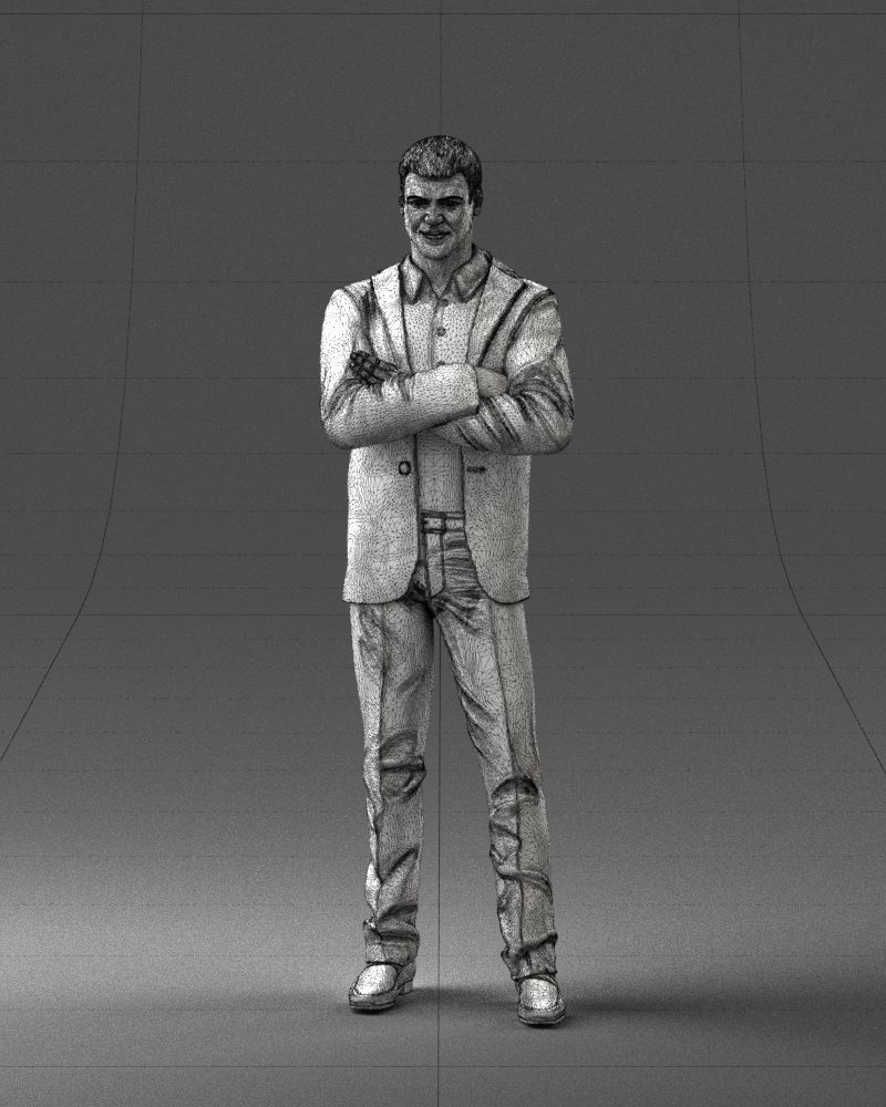 000234 Man in Blue Suit Crossed Arms Pose 1217 3D model_35