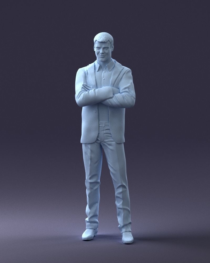 000234 Man in Blue Suit Crossed Arms Pose 1217 3D model_34