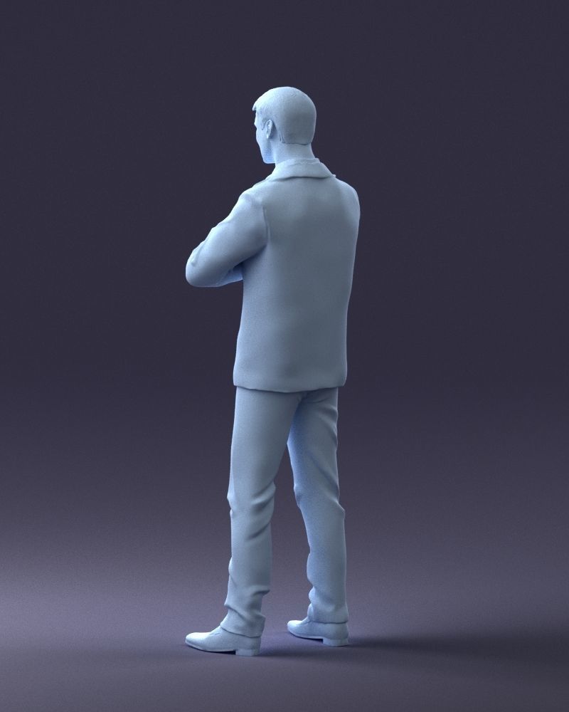 000234 Man in Blue Suit Crossed Arms Pose 1217 3D model_22