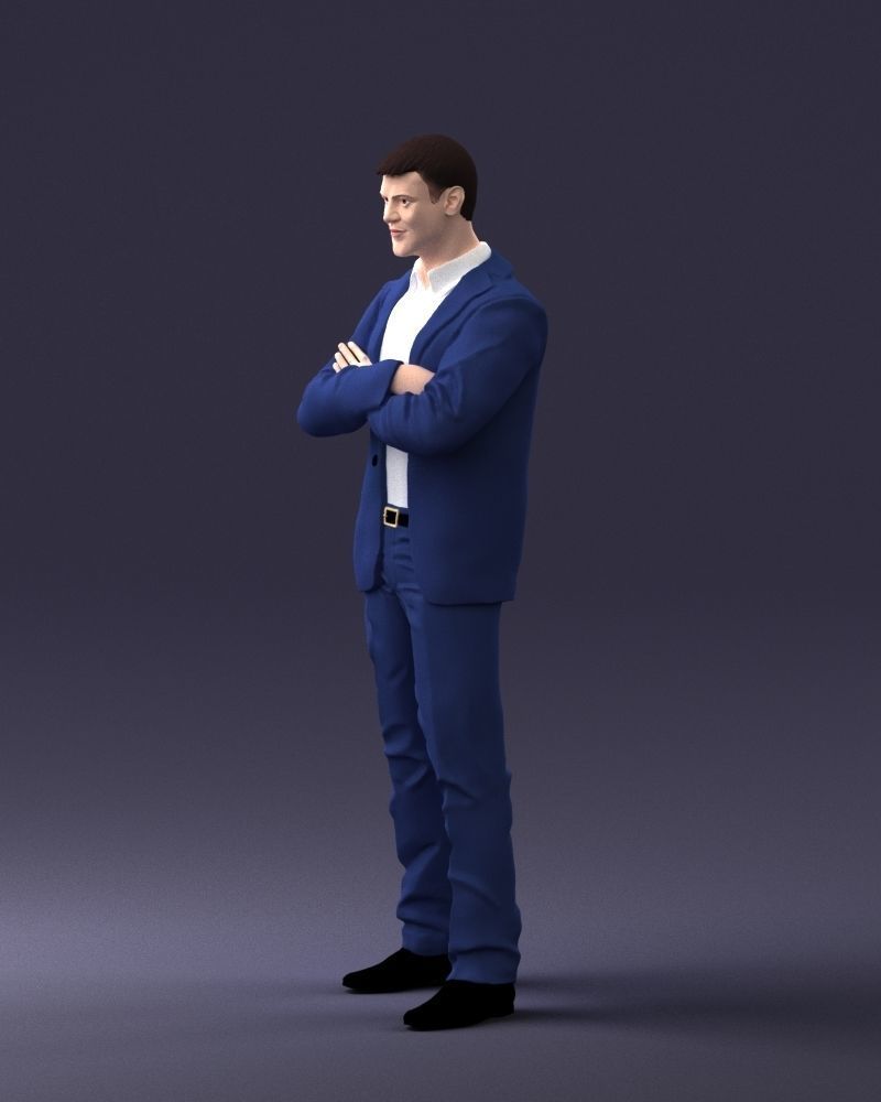 000234 Man in Blue Suit Crossed Arms Pose 1217 3D model_27