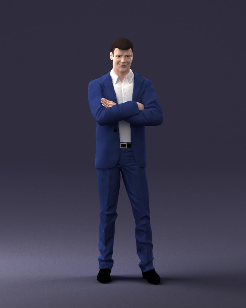 000234 Man in Blue Suit Crossed Arms Pose 1217 3D model_3