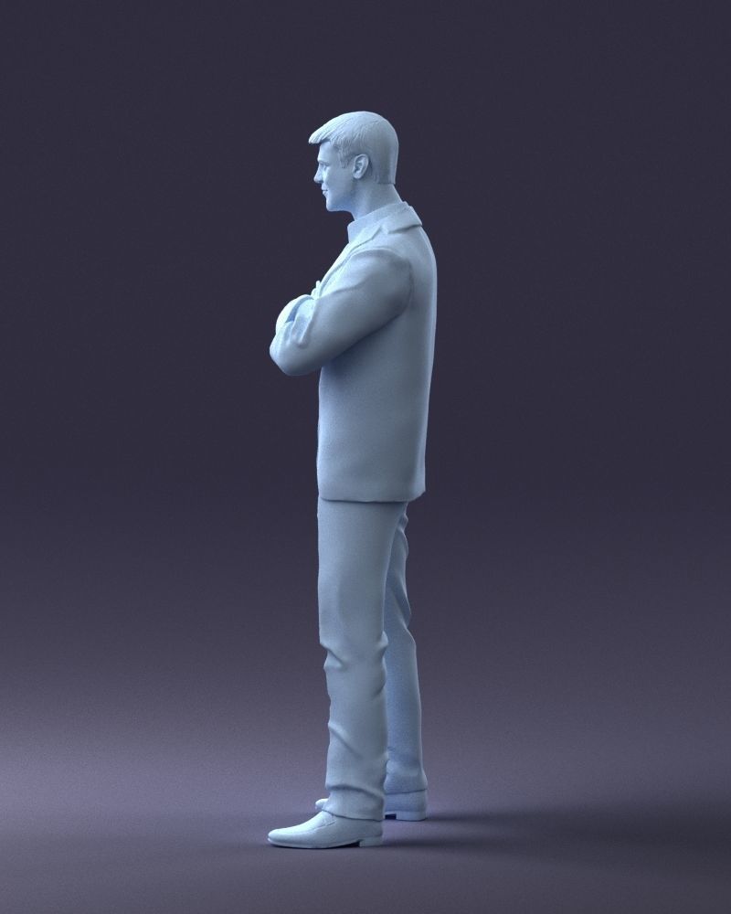 000234 Man in Blue Suit Crossed Arms Pose 1217 3D model_25