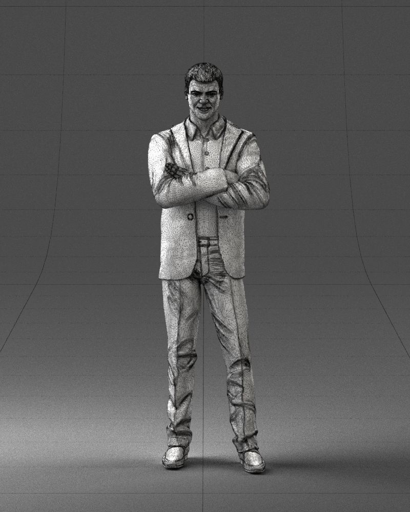 000234 Man in Blue Suit Crossed Arms Pose 1217 3D model_38