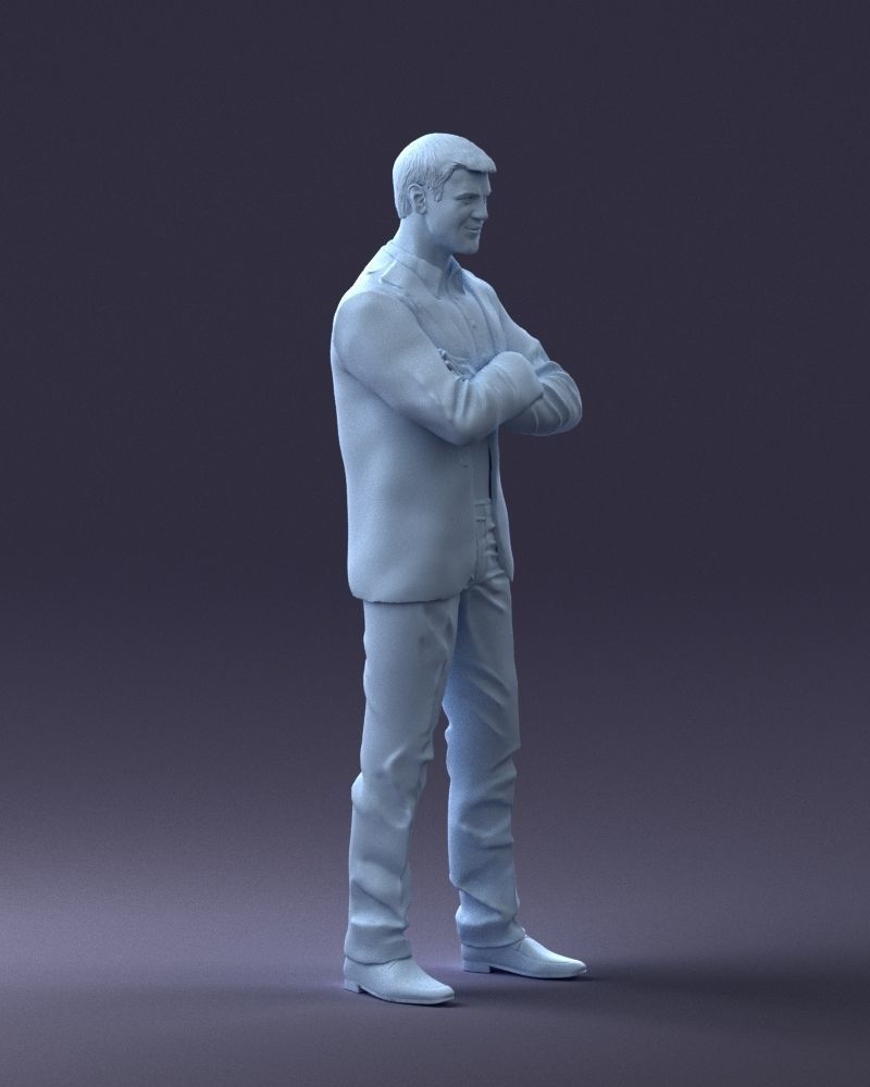 000234 Man in Blue Suit Crossed Arms Pose 1217 3D model_10
