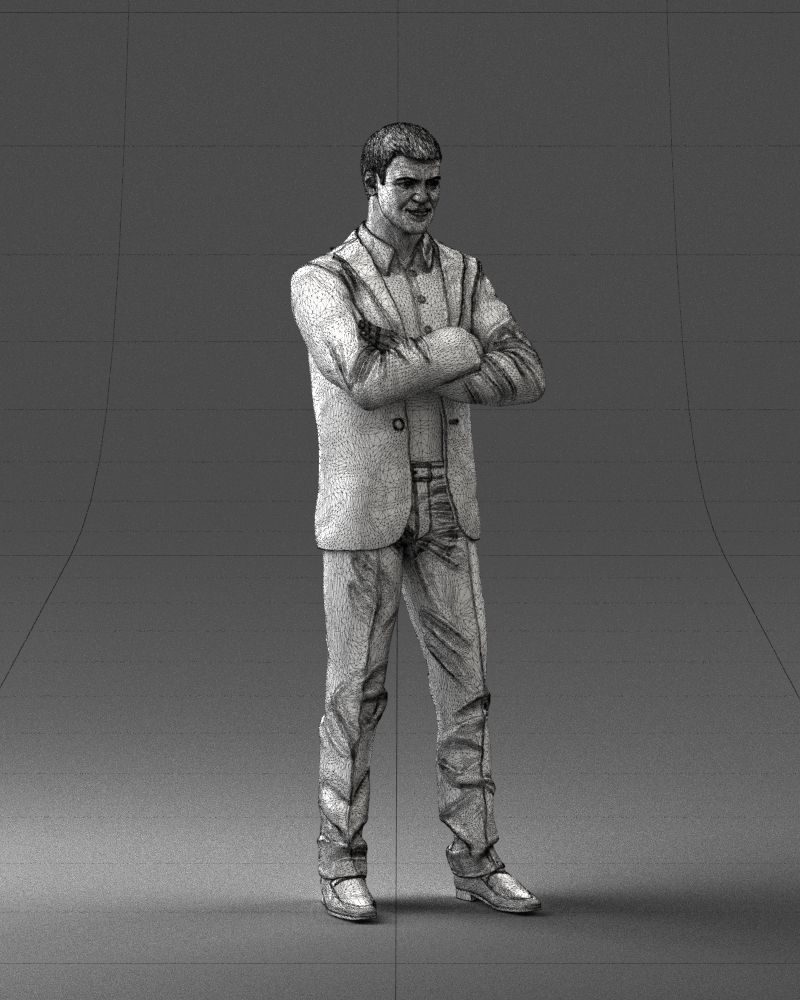 000234 Man in Blue Suit Crossed Arms Pose 1217 3D model_8