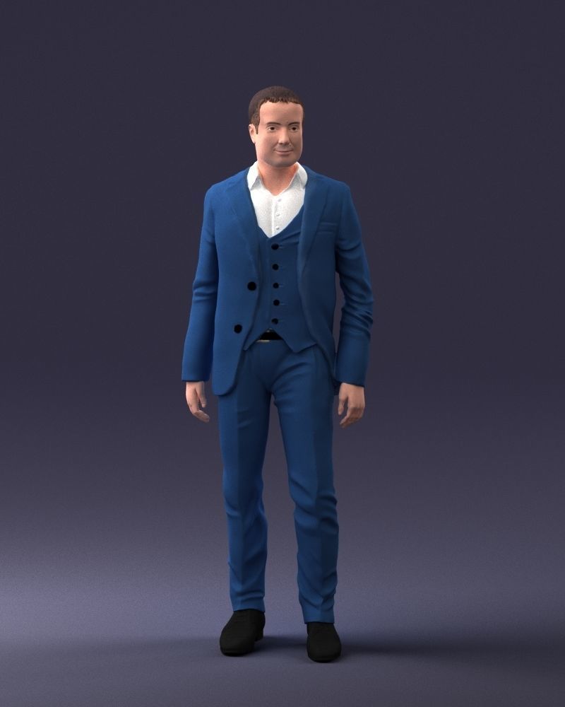 000233 Man in Stylish Three-Piece Suit 1217 3D model_33
