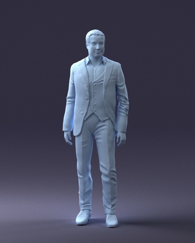 000233 Man in Stylish Three-Piece Suit 1217 3D model_34