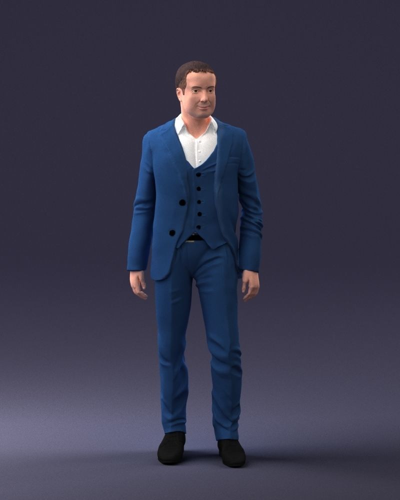 000233 Man in Stylish Three-Piece Suit 1217 3D model_36