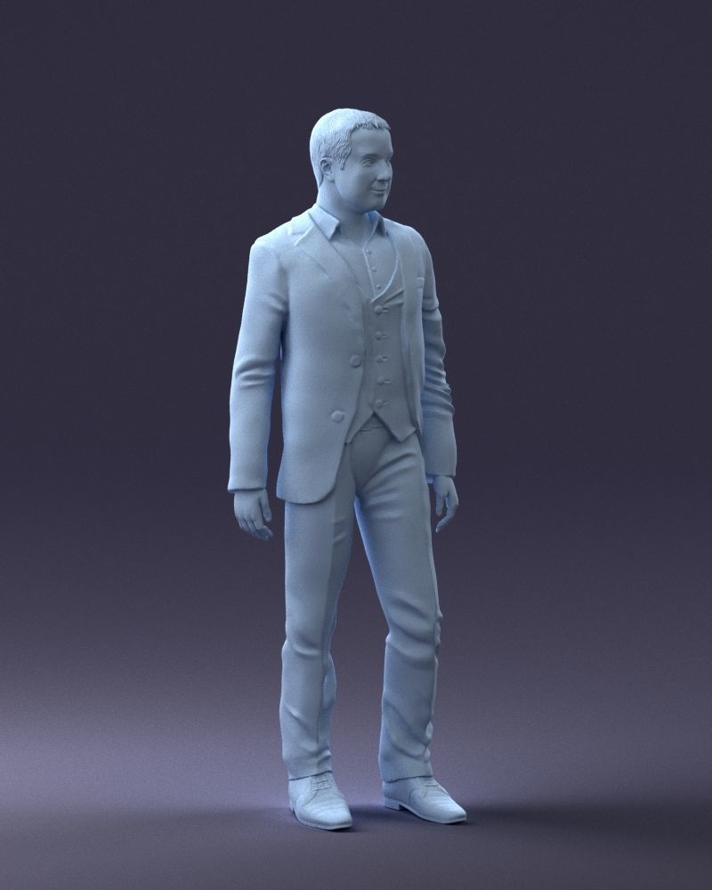 000233 Man in Stylish Three-Piece Suit 1217 3D model_7