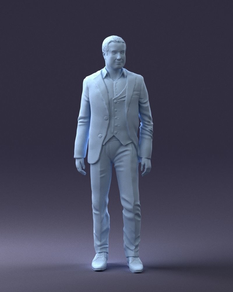 000233 Man in Stylish Three-Piece Suit 1217 3D model_1