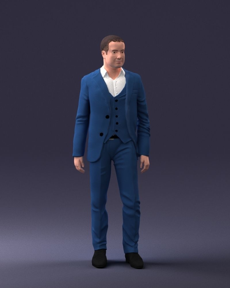000233 Man in Stylish Three-Piece Suit 1217 3D model_3