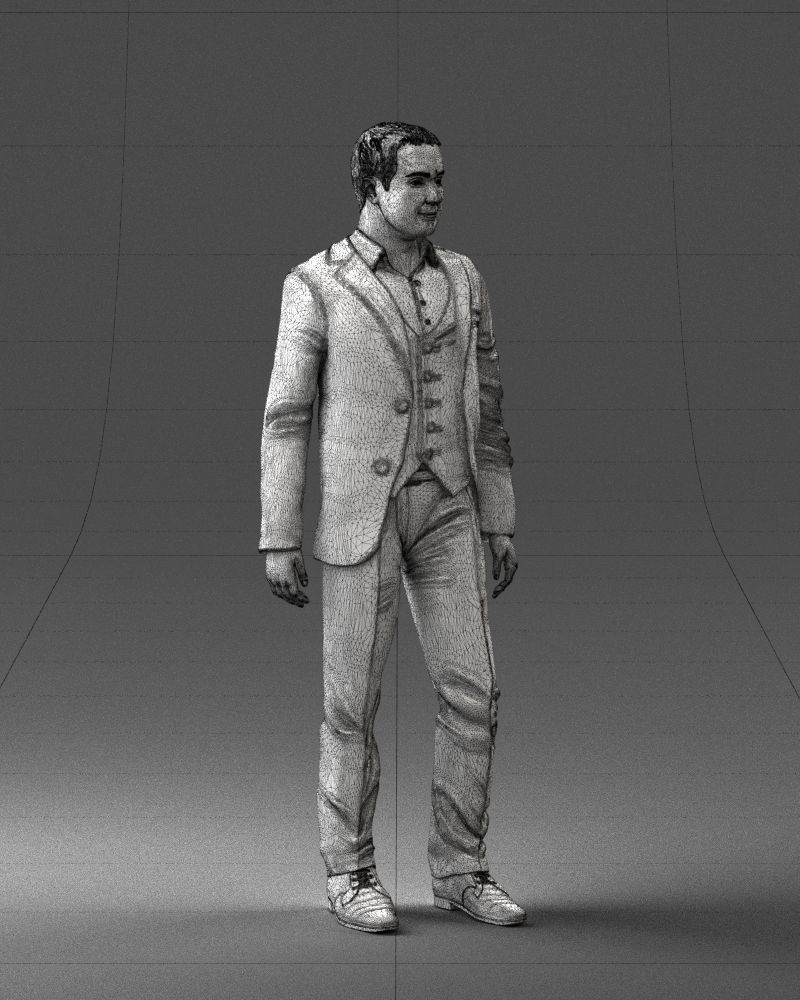 000233 Man in Stylish Three-Piece Suit 1217 3D model_8