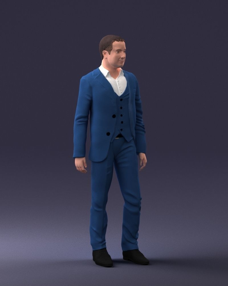 000233 Man in Stylish Three-Piece Suit 1217 3D model_6